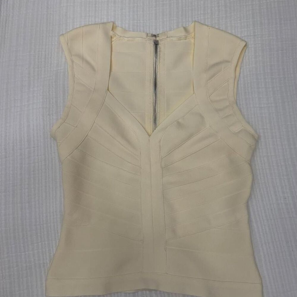 cream sculpted sweetheart bandage top